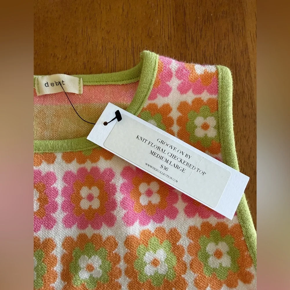 VICI Floral Crochet Knit Tank - Pink, Orange & Lime - Picture 2 of 5